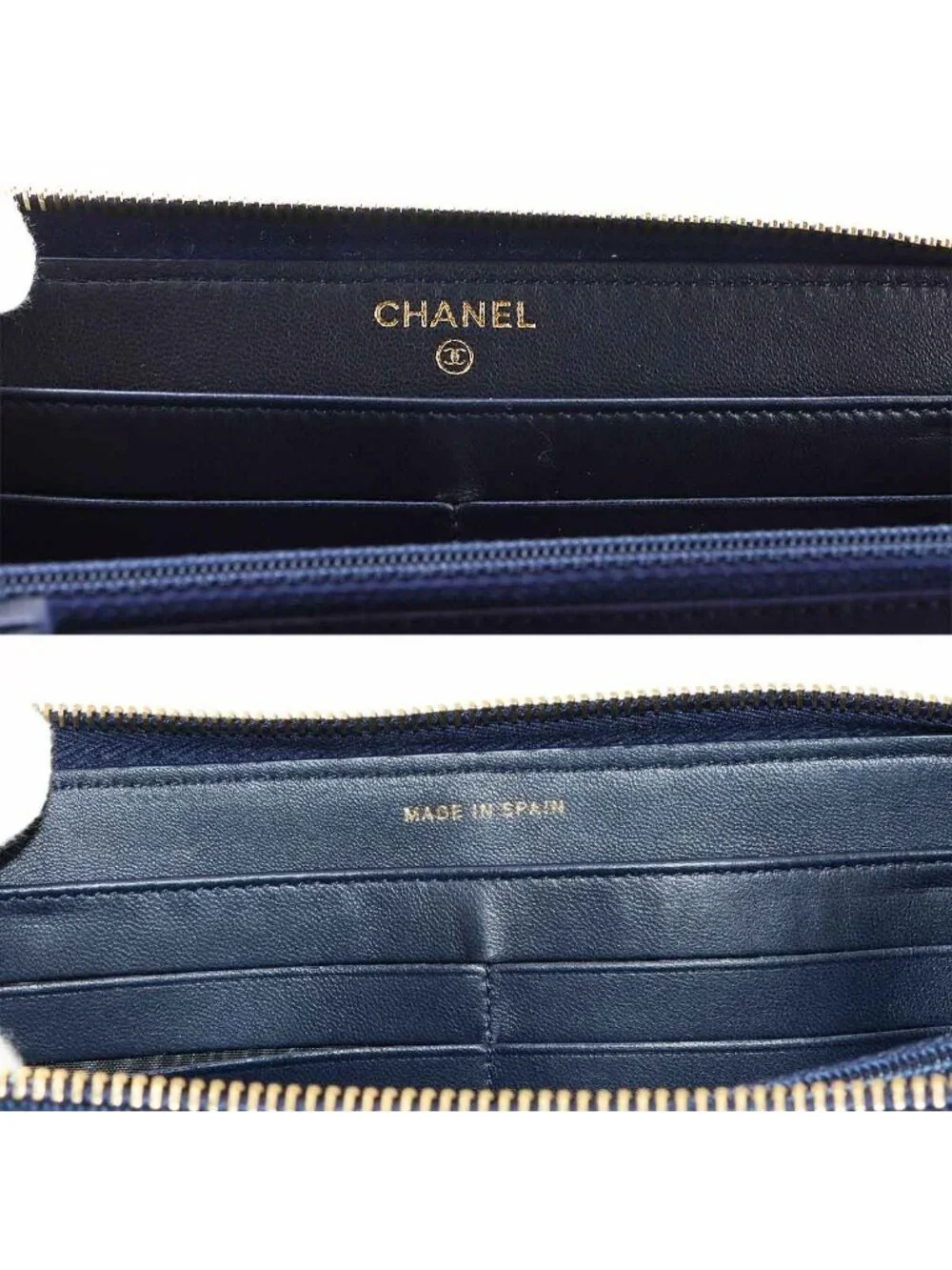 Chanel Quilted Classic Long Zip Wallet Zip Around Lambskin